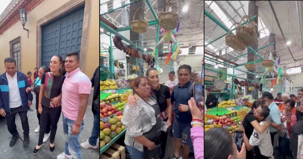 Sheinbaum compra mangos en el mercado de Tlalpan