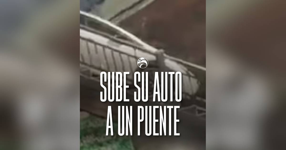 Subió su auto a ¡puente peatonal!