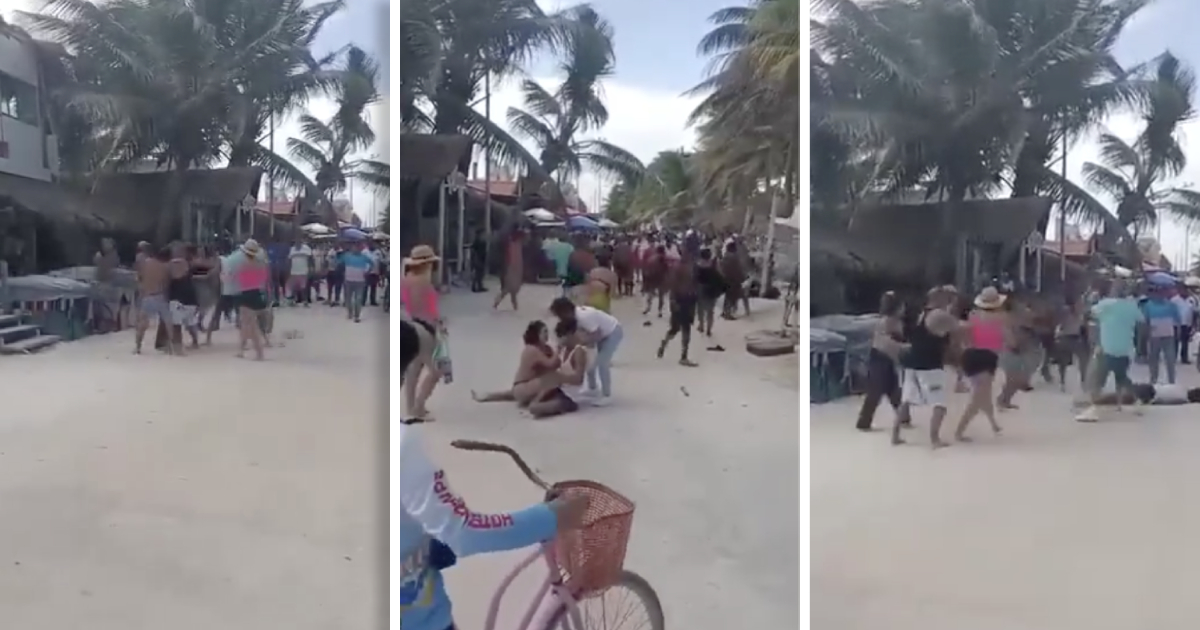 Grupo de turistas se lía a golpes en Mahahual