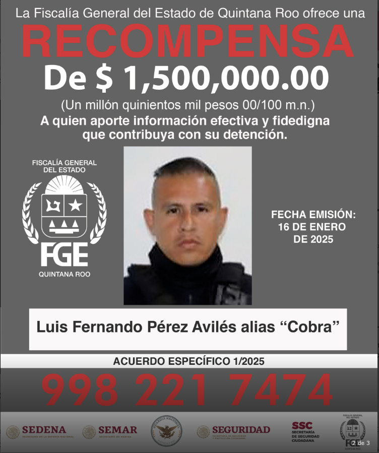 Millón de recompensa por ex policías