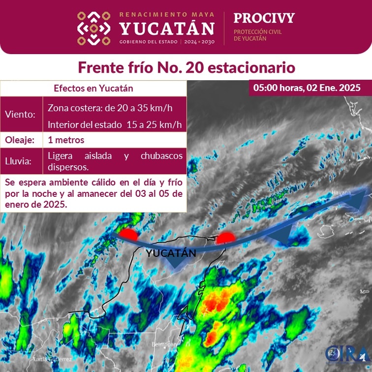 Frente frío número 20 provoca lluvias intensas en el sureste