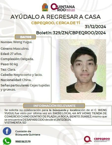 Desaparece joven empresario chino en Cancún